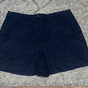 Boden High Waist Navy Women's Linen Shorts
